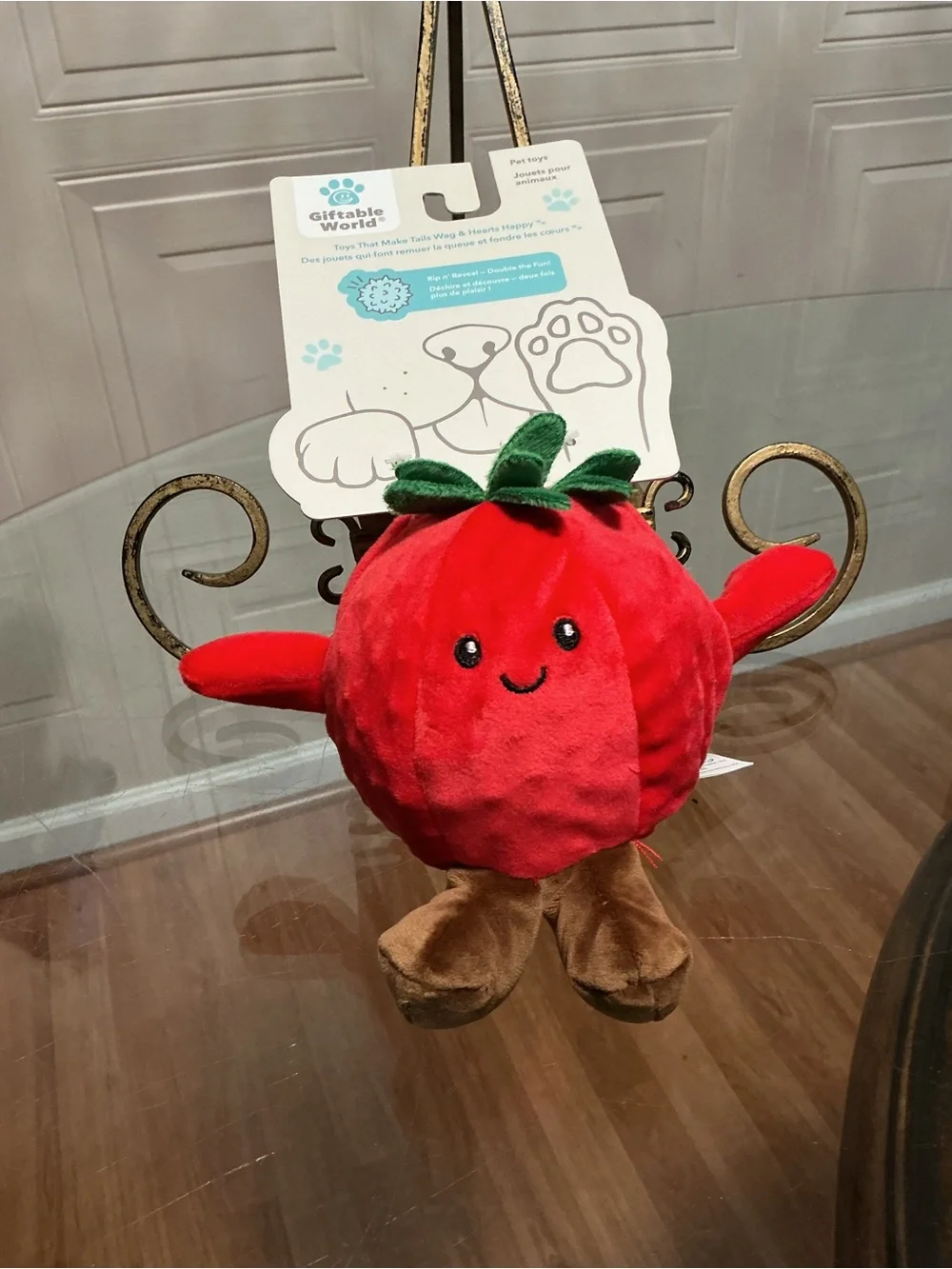 Brand New Giftable Tomato With Legs Dog Toy  with Squeaker 6”